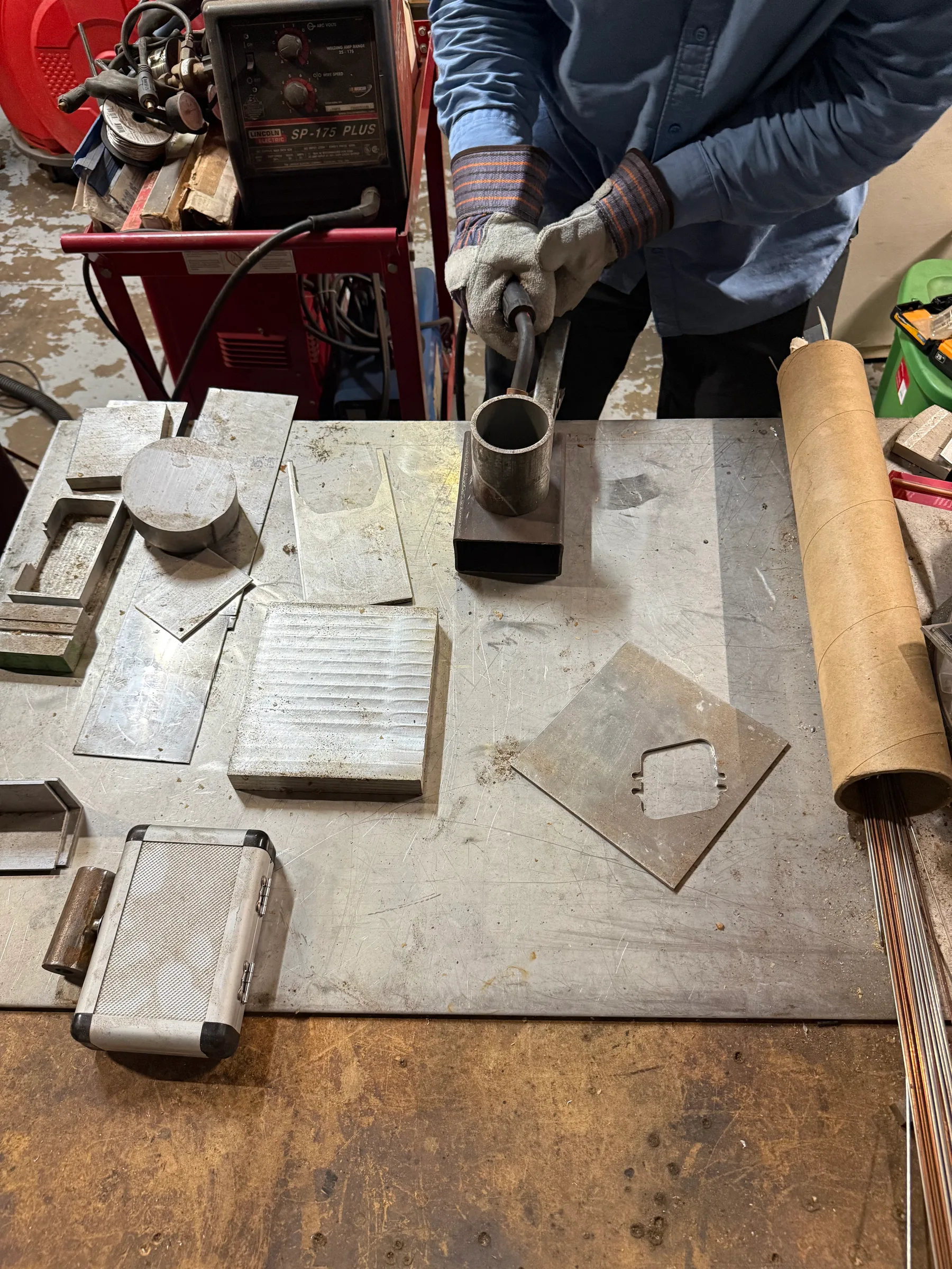 Welding at the bench.
